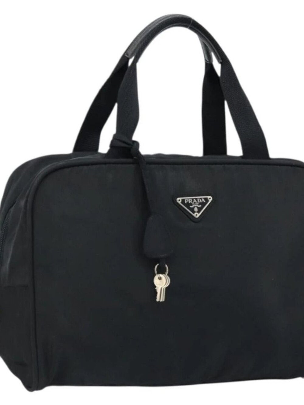 PRADA Hand Bag Nylon Black Silver Auth gh1778